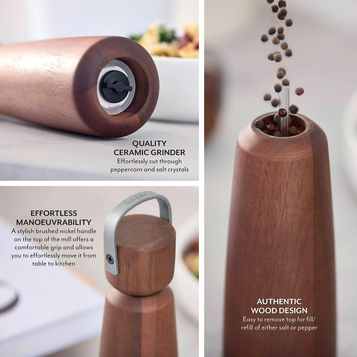 SLT Core Large Manual Salt and Pepper Mill brown , SUR LA TABLE