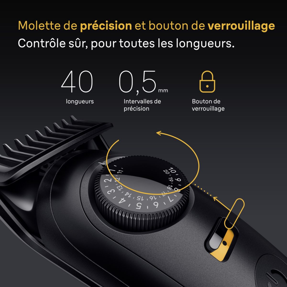 Tondeuse multi usages BT5560, molette réglable, 40 hauteurs de coupe, précision 0,5 mm, autonomie 120 mn noir, BRAUN