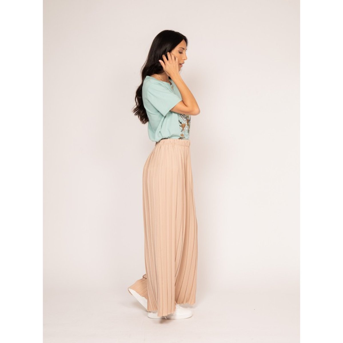 Pantalon Fluide Plissé Edouard beige, DONA LISA