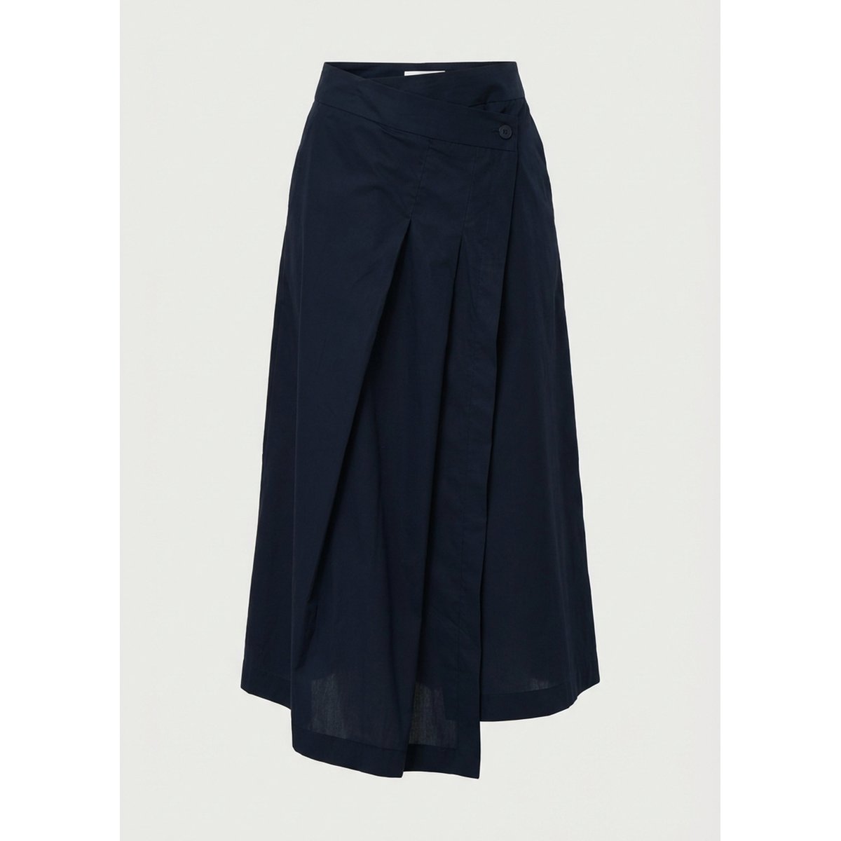 Jupe portefeuille plissée en popeline de coton navy, HUMILITY