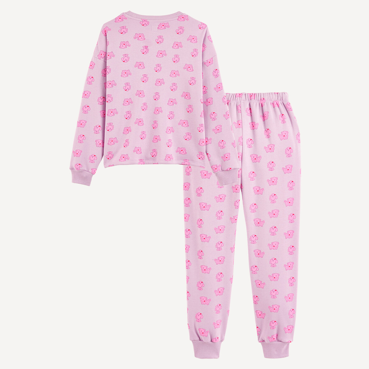 Pyjama en molleton, imprimé chiens parme, LA REDOUTE COLLECTIONS