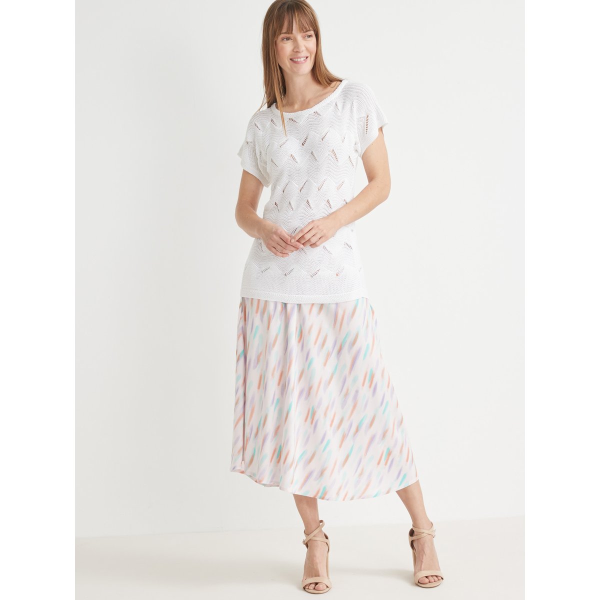 Pull fantaisie manches T blanc, DAXON