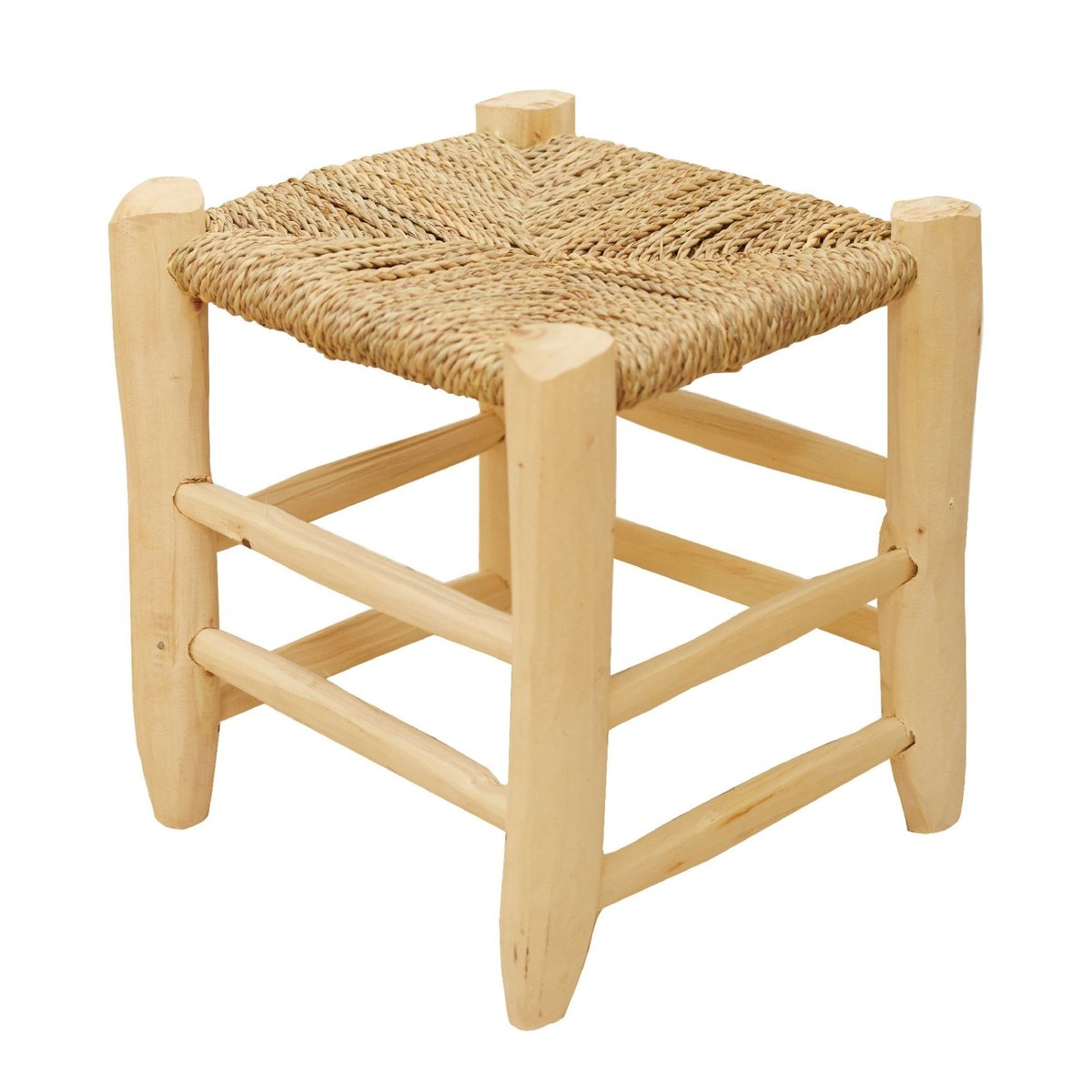 Tabouret Marocain bois de laurier - LOJI - 30x30x30 cm naturel, HOME MAISON