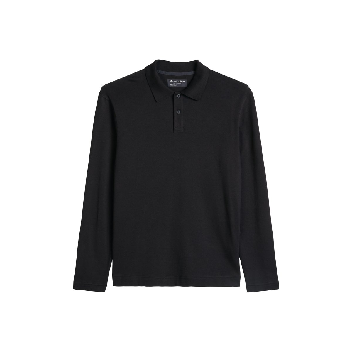 Polo à manches longues, coupe classique en pur coton biologique noir, MARC O'POLO