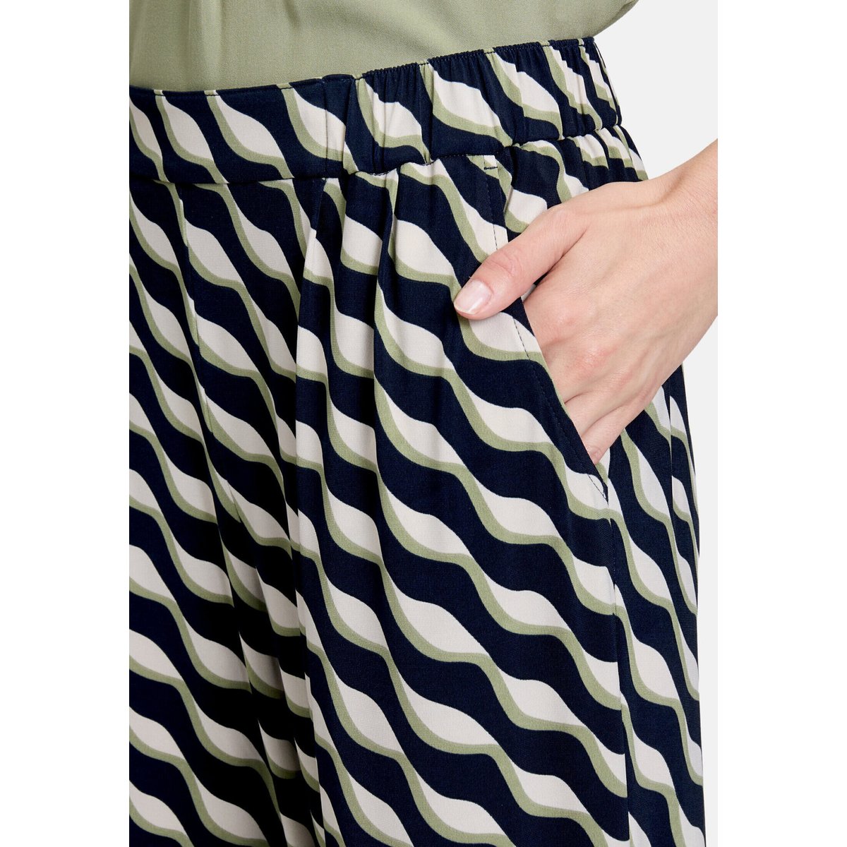 Pantalon à enfiler à pinces dark blue/green, BETTY BARCLAY