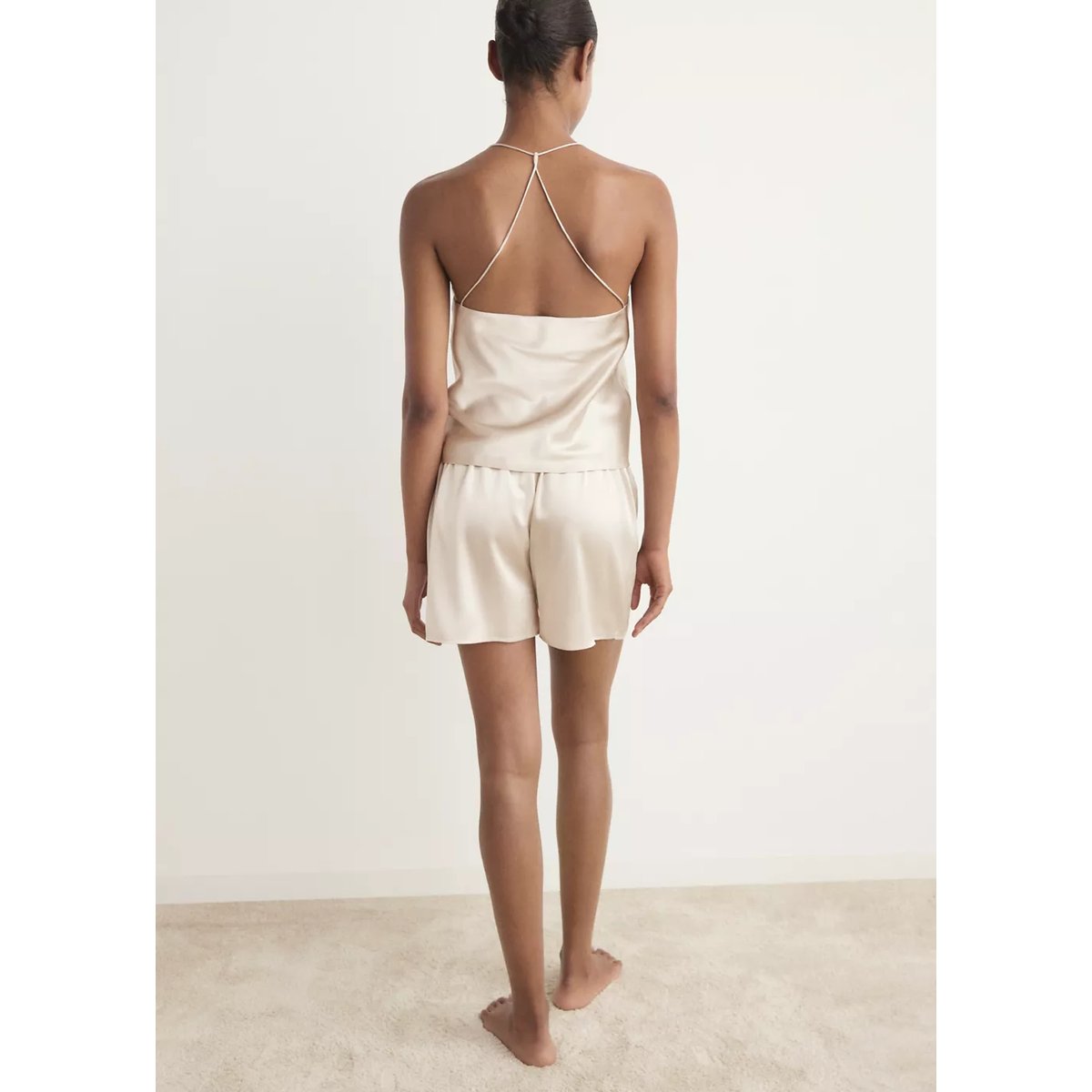 Short de pyjama soie gris clair/pastel, MANGO