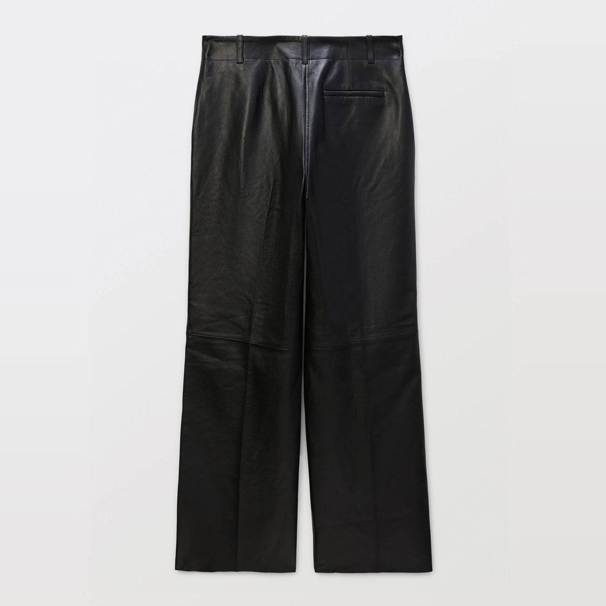 Pantalon large taille haute en cuir noir, MONOPRIX