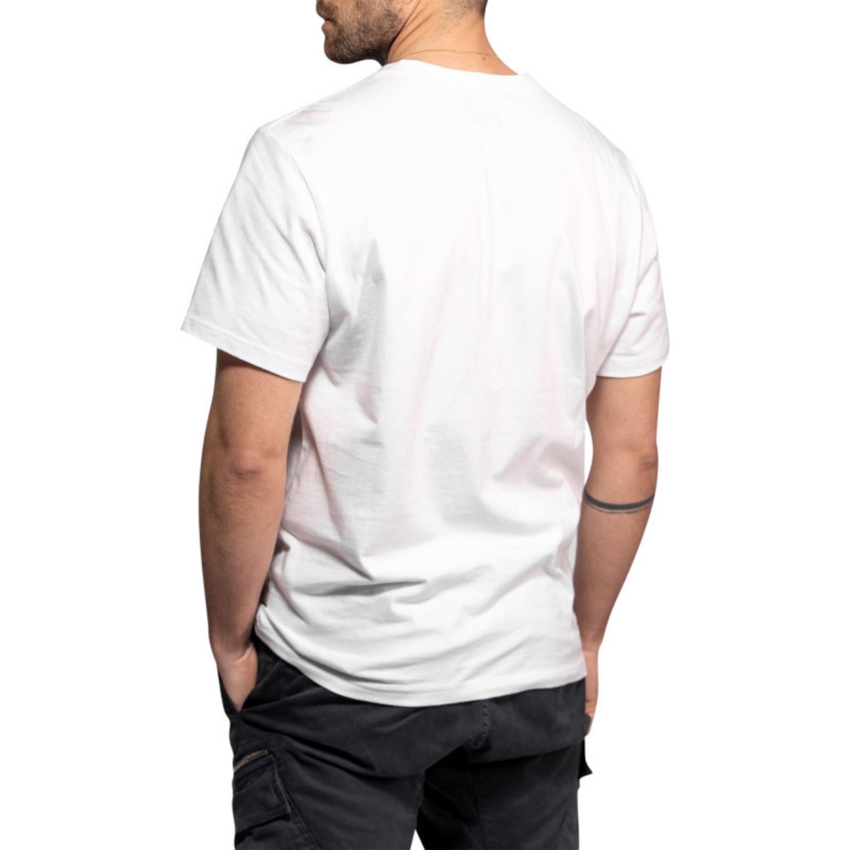 T-shirt Rusk en coton blanc imprimé à coupe droite pourvu d'un col rond blanc, DAYTONA