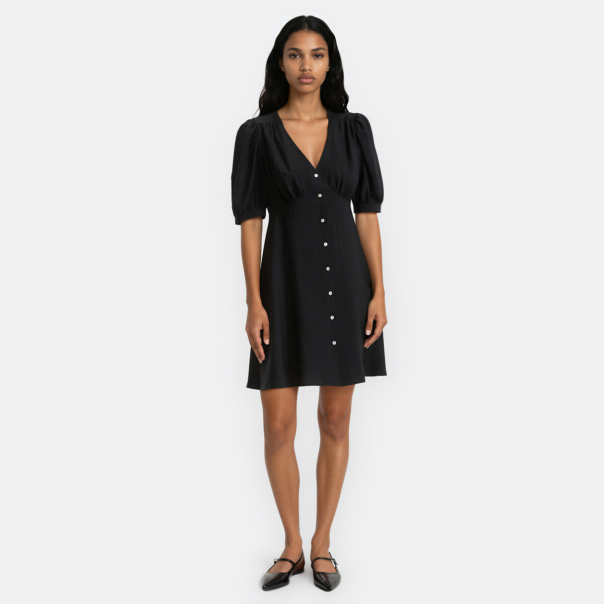 Robe évasée, courte, manches courtes noir, LA REDOUTE COLLECTIONS