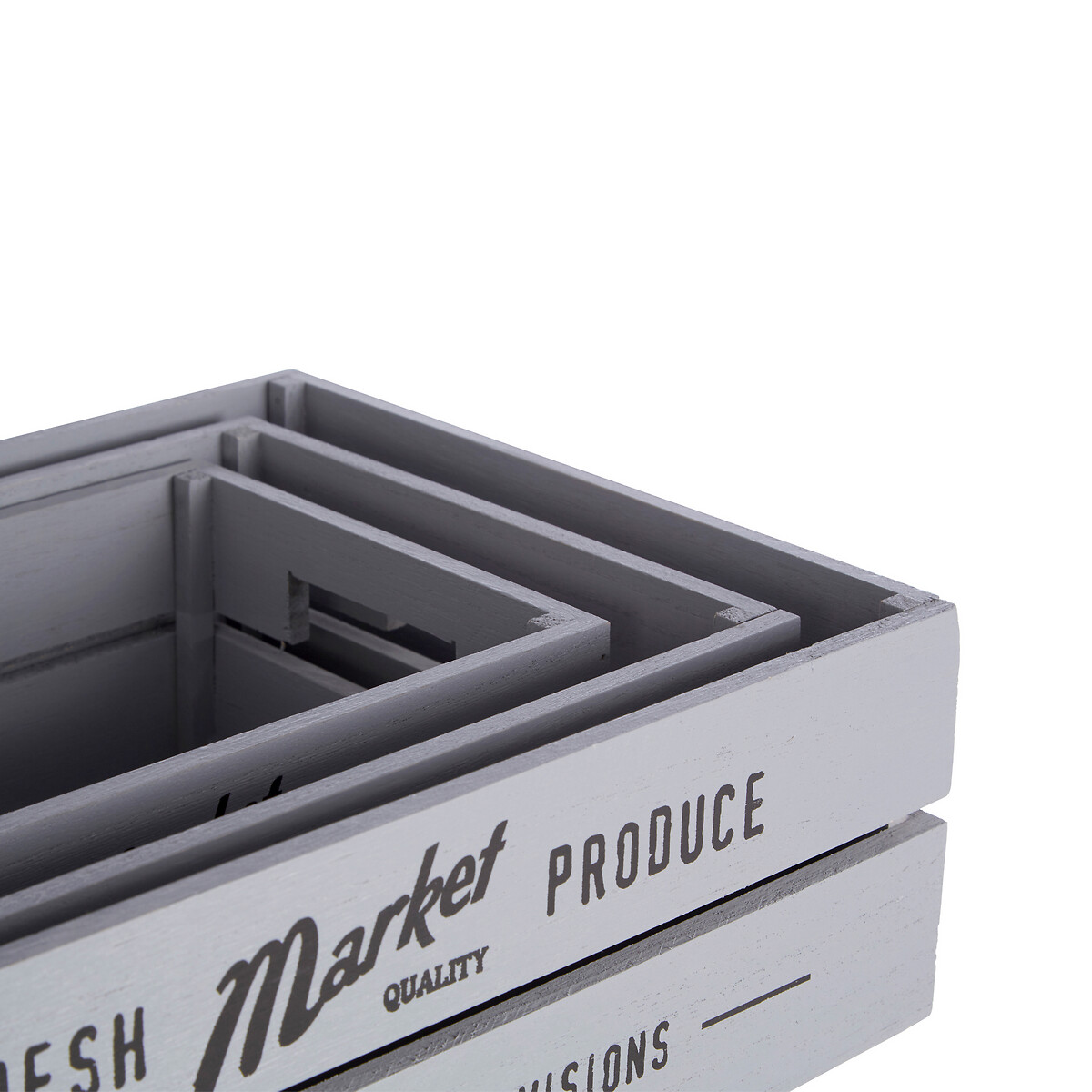 Set of 3 Grey Rustic Provisions Crates in Natural Wood grey, SO'HOME