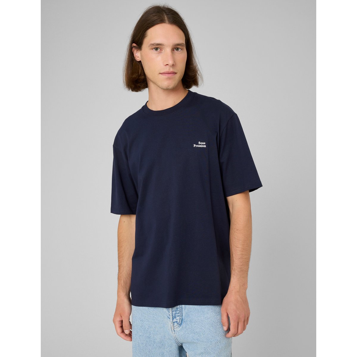 Tshirt brodé poitrine bleu foncé, BZB