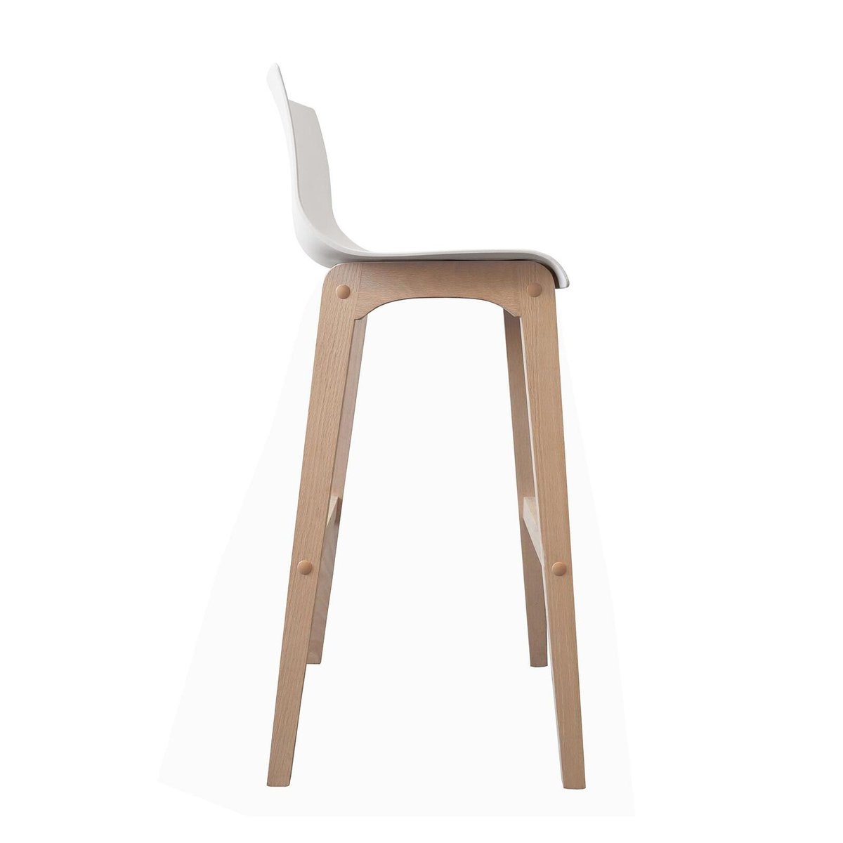 Lot de tabourets de bar en chêne et assise plastique blanche 75cm TANNA|Lot de 6 | Lot de 6 blanc, MOB IN