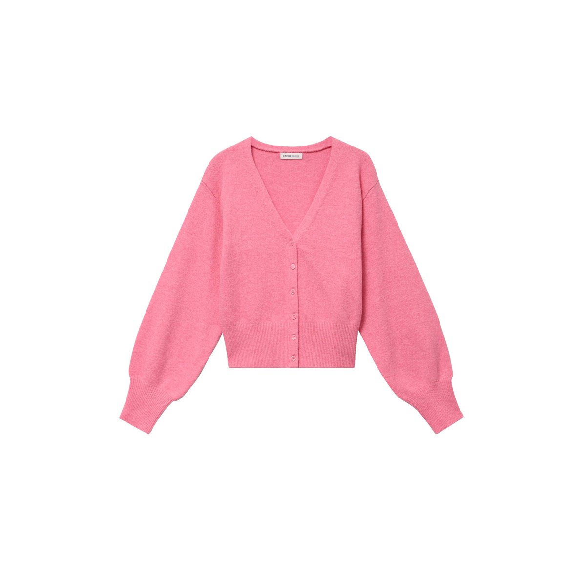Gilet col v manches longues rose vif, CACHE CACHE