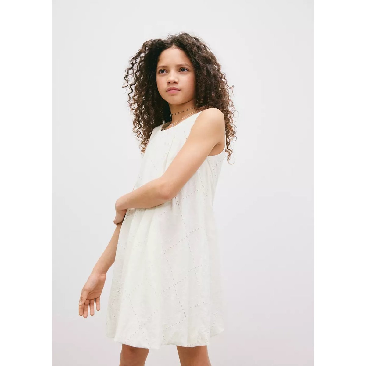 Robe courte ballon blanc, MANGO KIDS