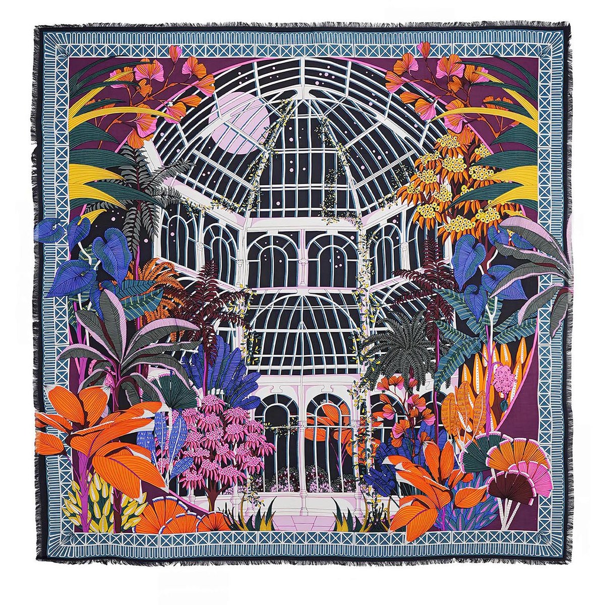 Foulard à motifs JARDIN D'HIVER noir, WILD