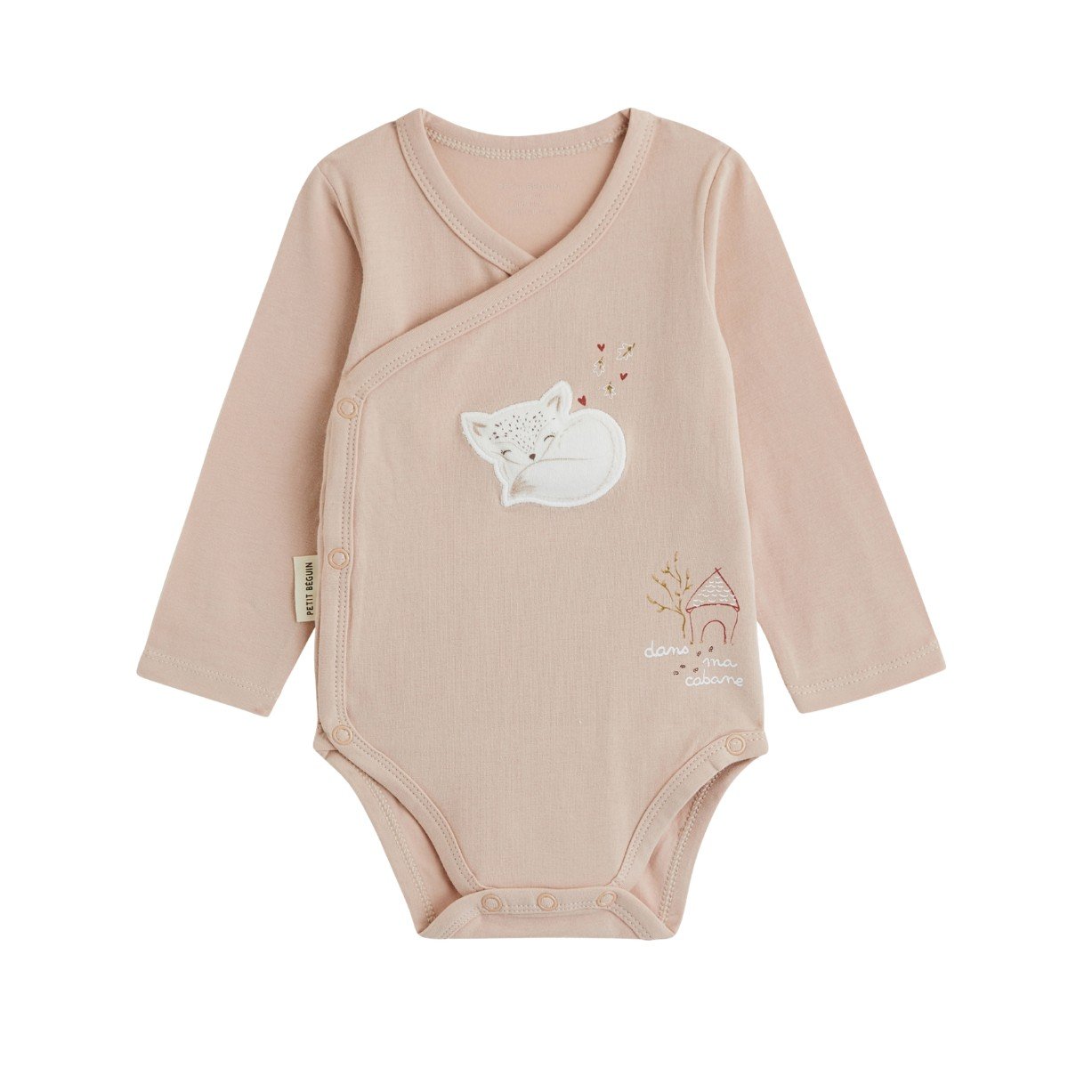 Lot de 2 bodies bébé manches longues ouverture croisée Doucette rose, PETIT BEGUIN