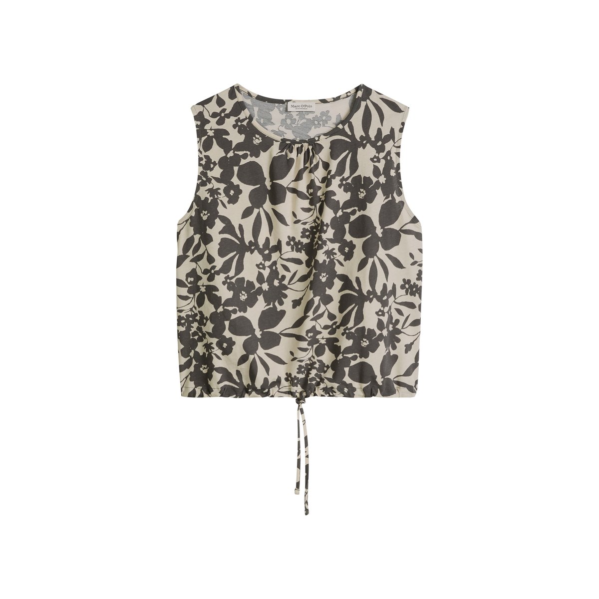 T-shirt loose avec cordon de serrage en single jersey léger gris, MARC O'POLO