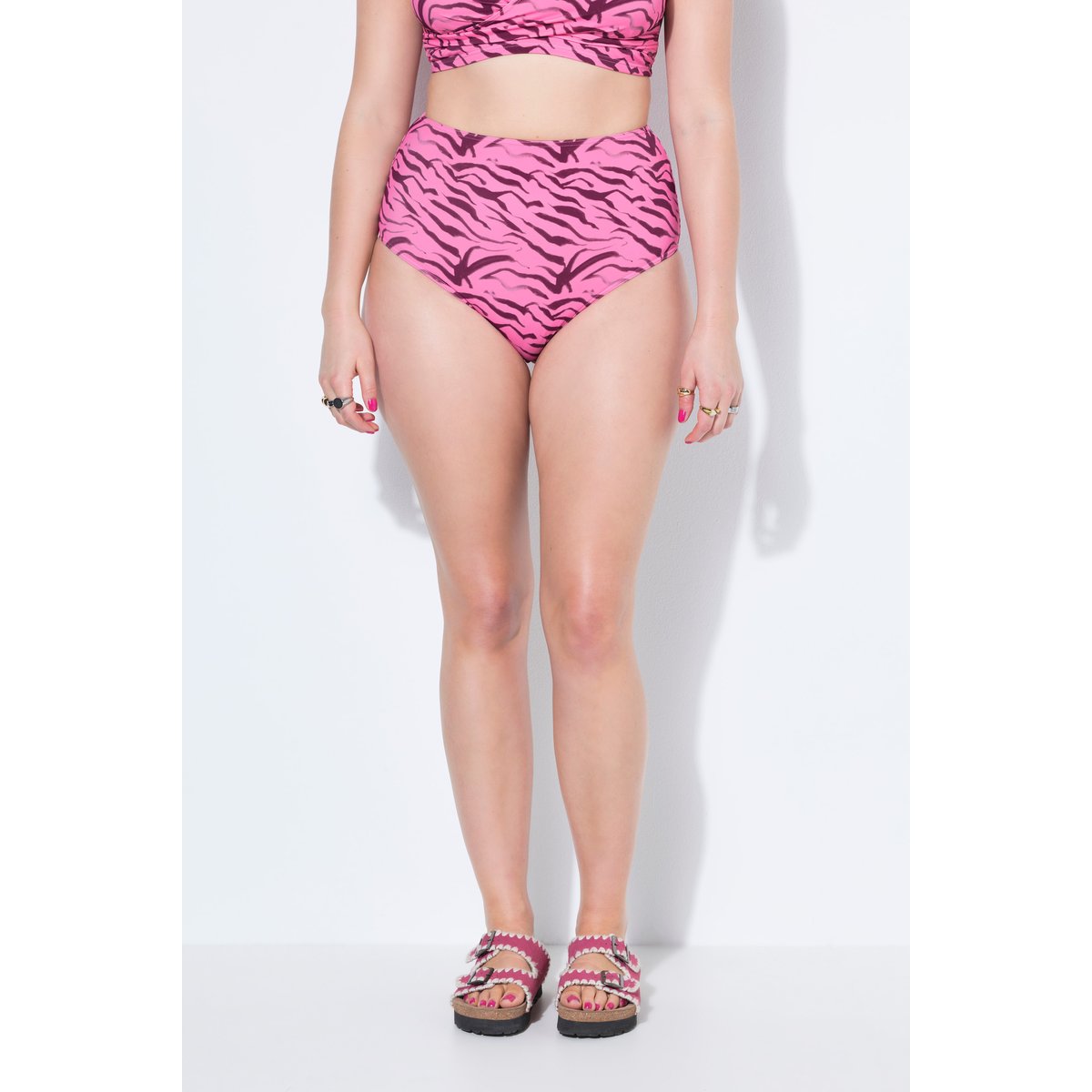 Bas de bikini, imprimé zèbre, taille haute rose vif, STUDIO UNTOLD
