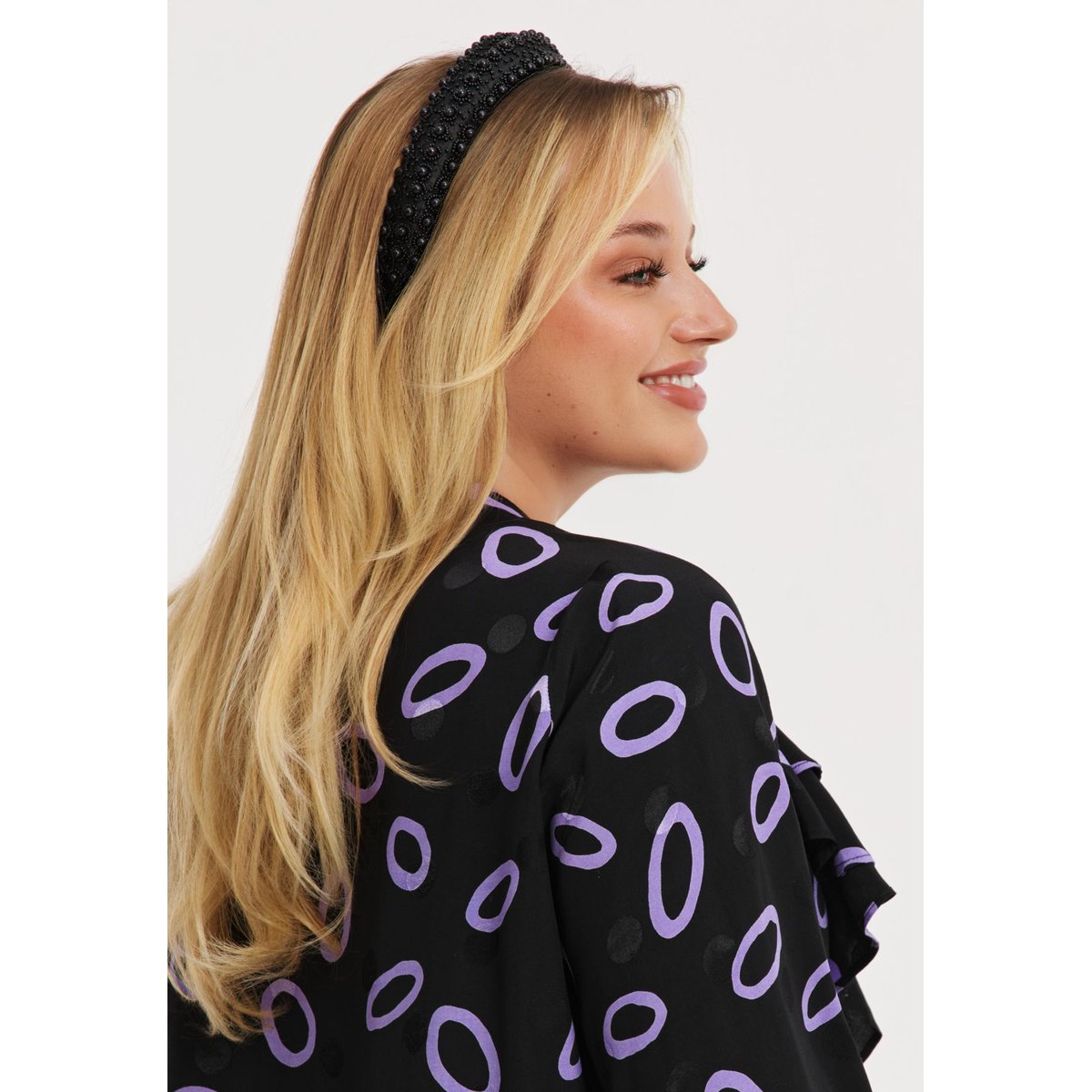 Bandeau avec perles noir, YOEK