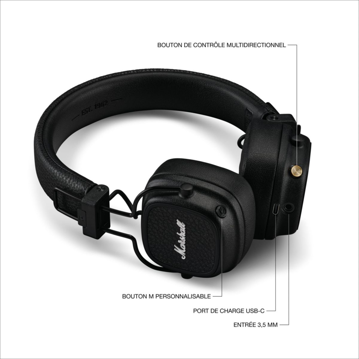 Casque Major V Noir noir, MARSHALL
