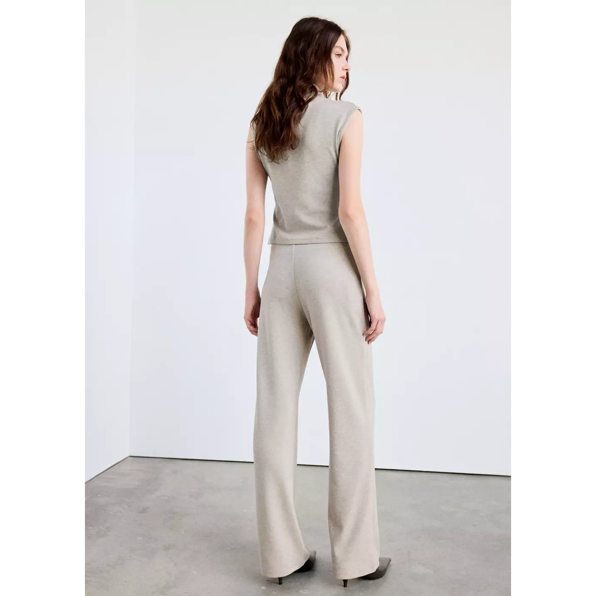 Pantalon droit côtelé sable, MANGO