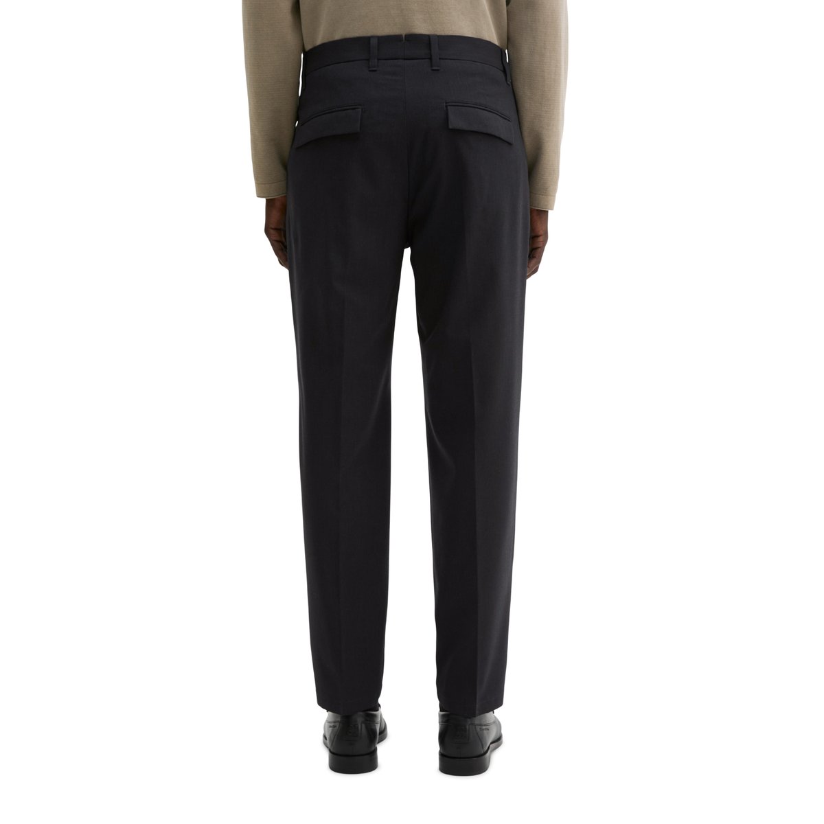 Pantalon modèle Belsbo pleats relaxed en laine mélangée estivale bleu foncé, MARC O'POLO