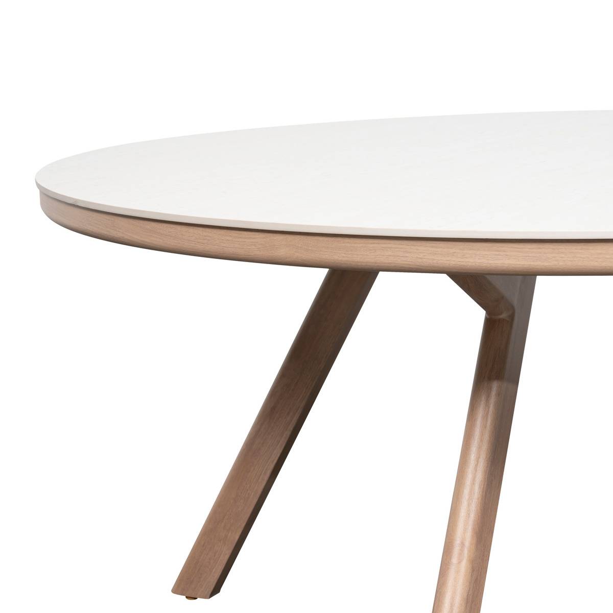 Table de jardin ronde 8 places en pierre sintérisée NELORA beige, HESPERIDE