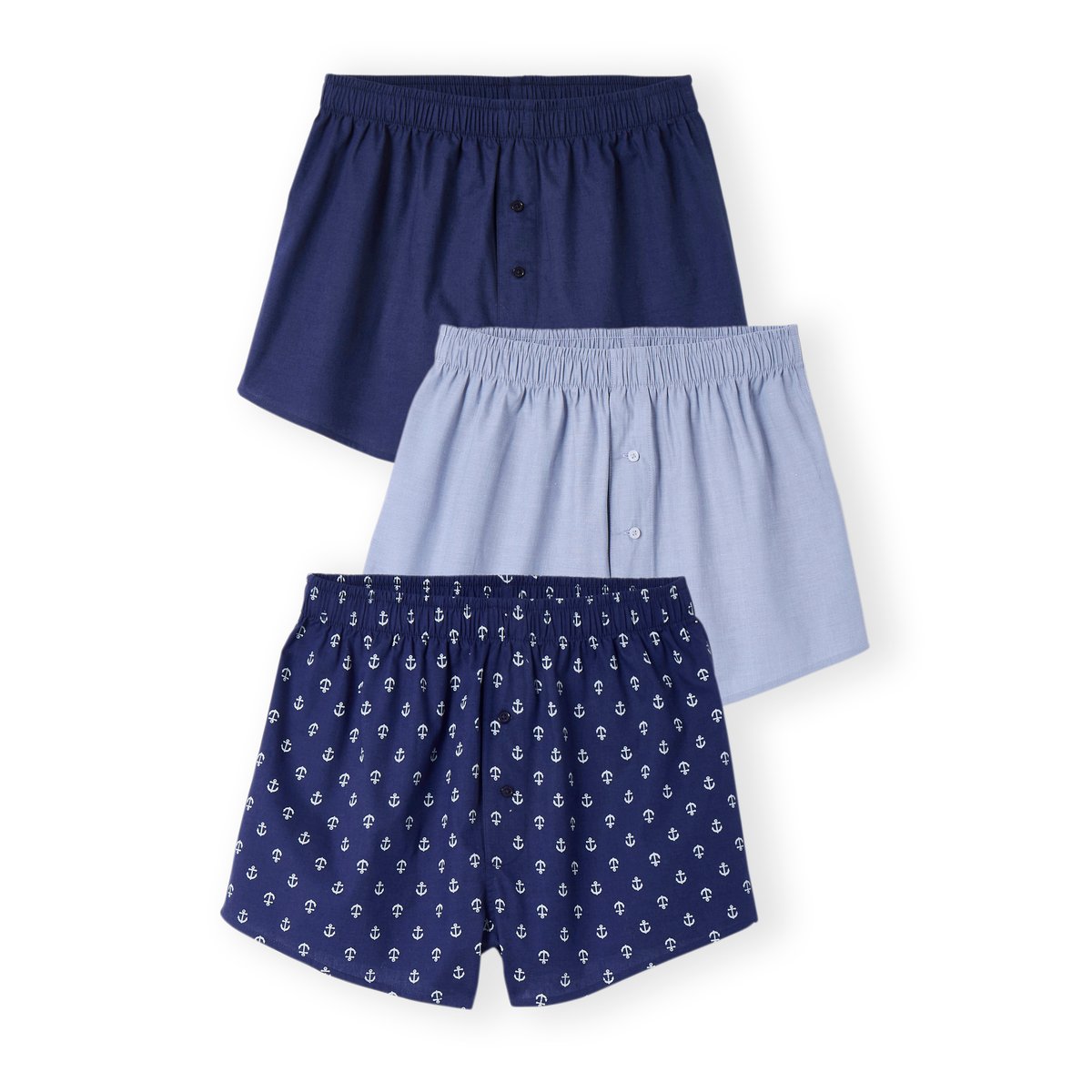 Caleçons ouverts pur coton - Lot de 3 lot bleu, DAMART