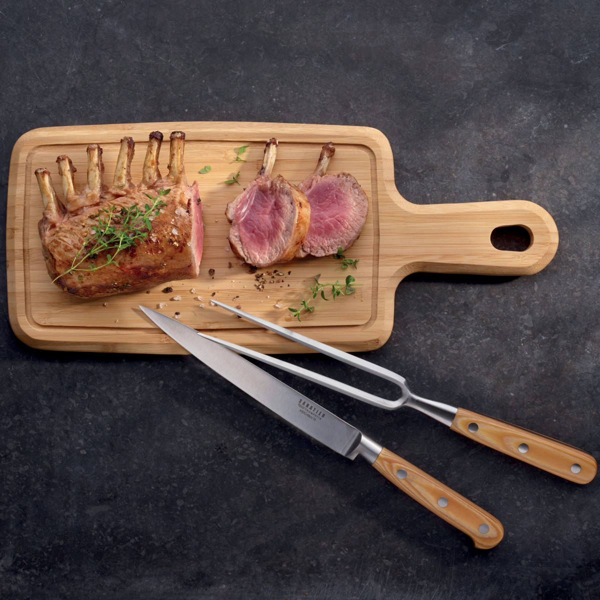 Bloc Cuisine 5 pièces - ESSENTIEL bois foncé, SABATIER TROMPETTE