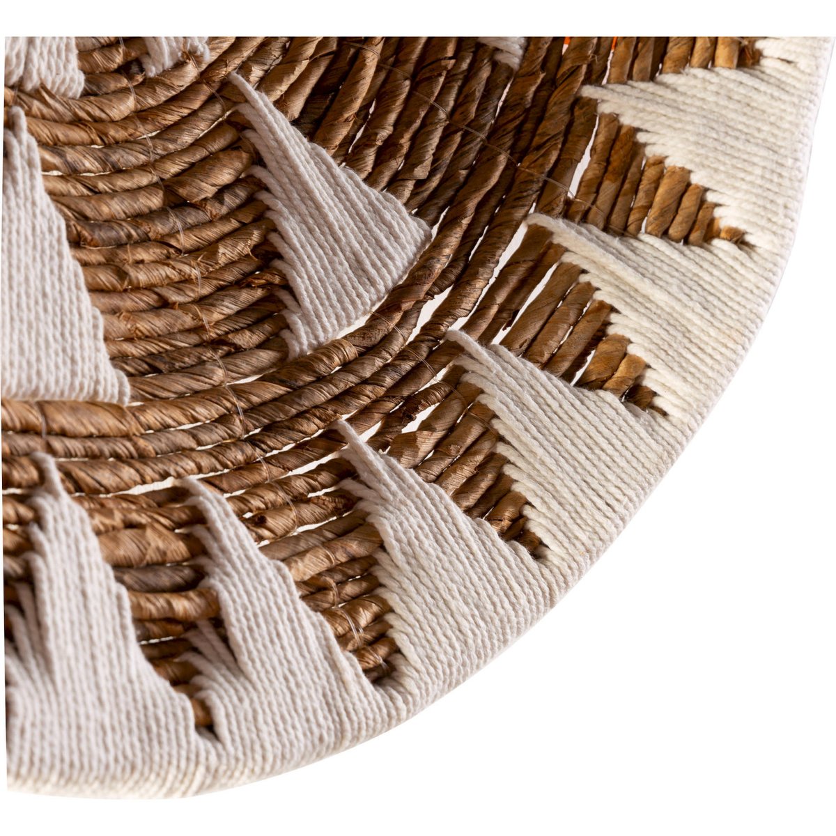 Ornement mural en fibre naturelle feuille de bananier beige naturel avec motifs blancs, RECOLLECTION