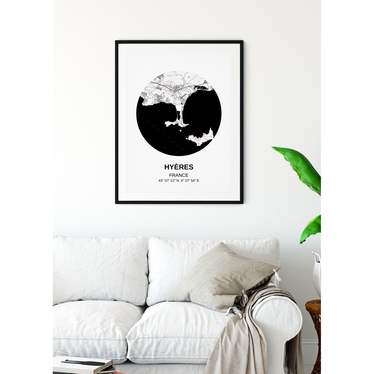 Affiche Carte Hyères blanc, L'AFFICHERIE