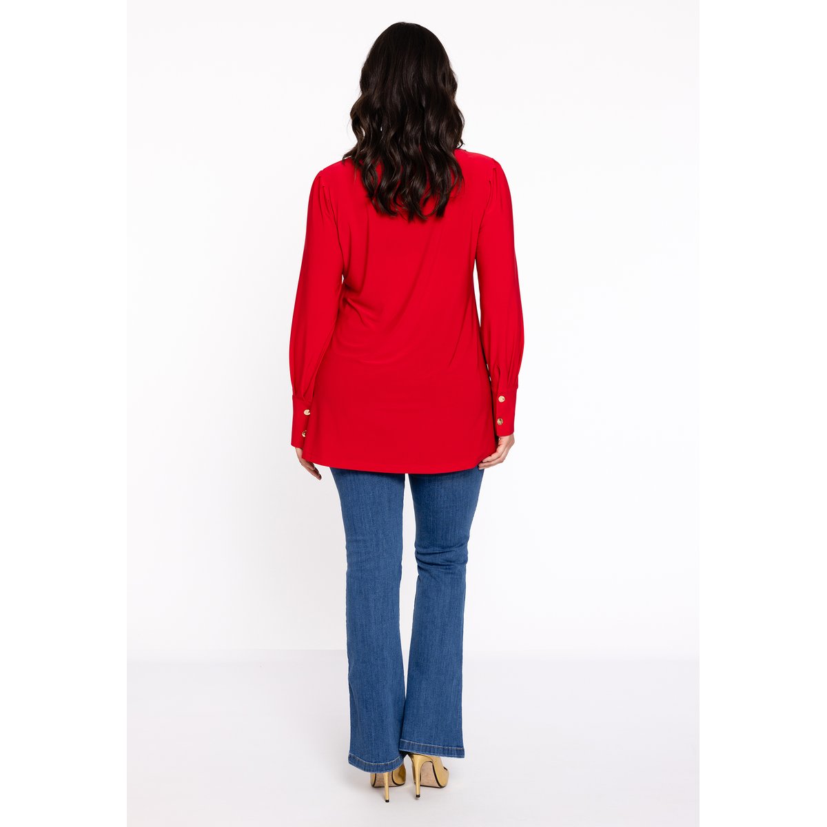 Chemise avec manches bouffantes rouge, YOEK