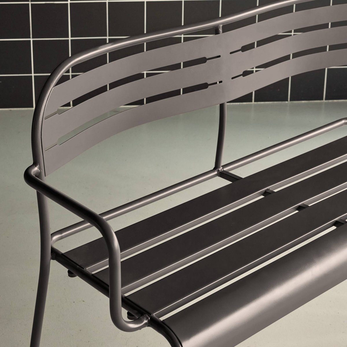 Banc extérieur acier 2 places AMÉLIA vert, SWEEEK