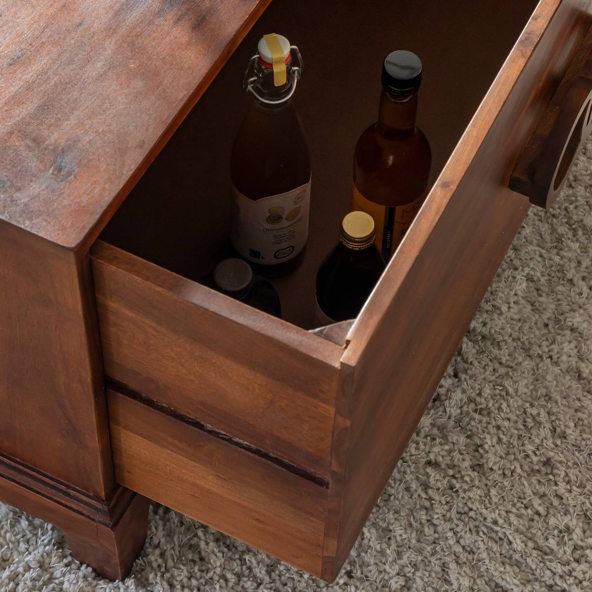 Table basse en bois d'acacia QUILLA bois foncé, MADE IN MEUBLES 