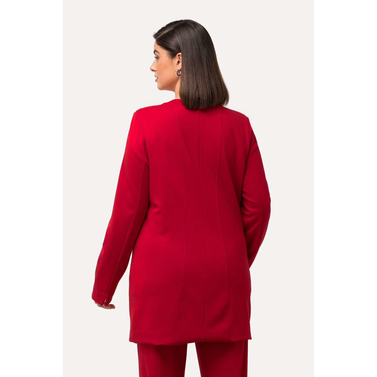 Blazer long en jersey rouge, ULLA POPKEN