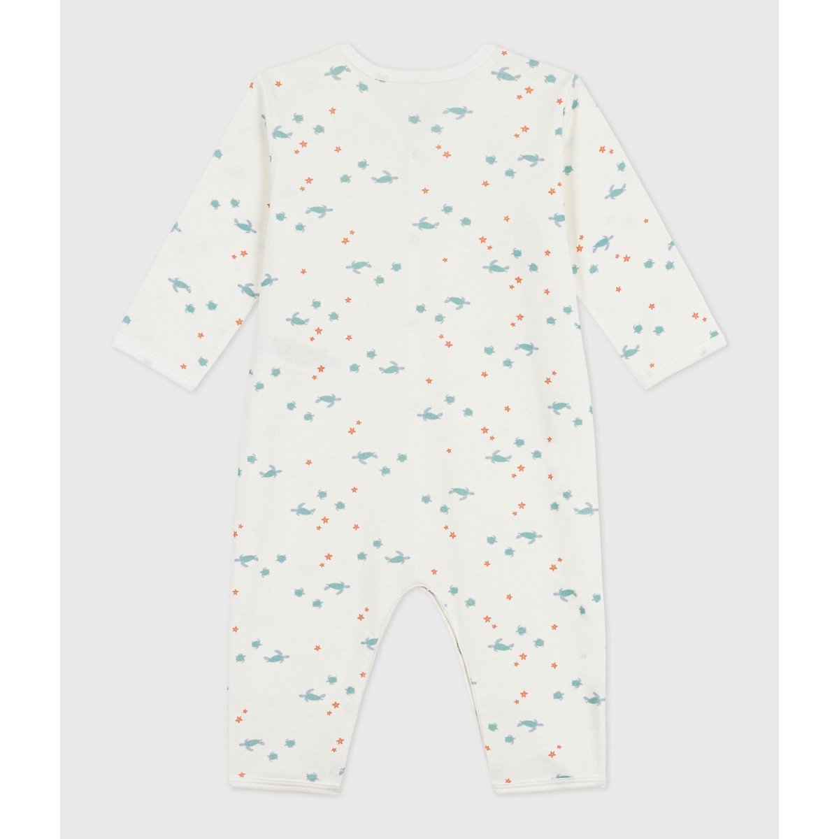 Pyjama en coton, sans pieds, imprimé animalier imprimé fond blanc, PETIT BATEAU