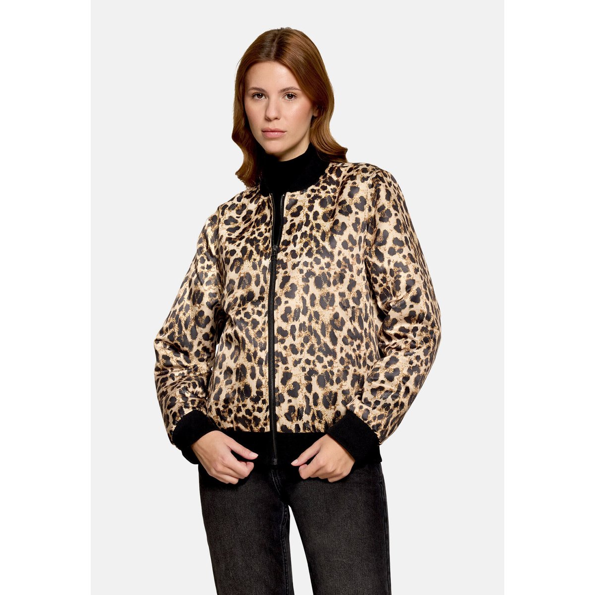 Blouson à col droit beige/noir, AMBER & JUNE