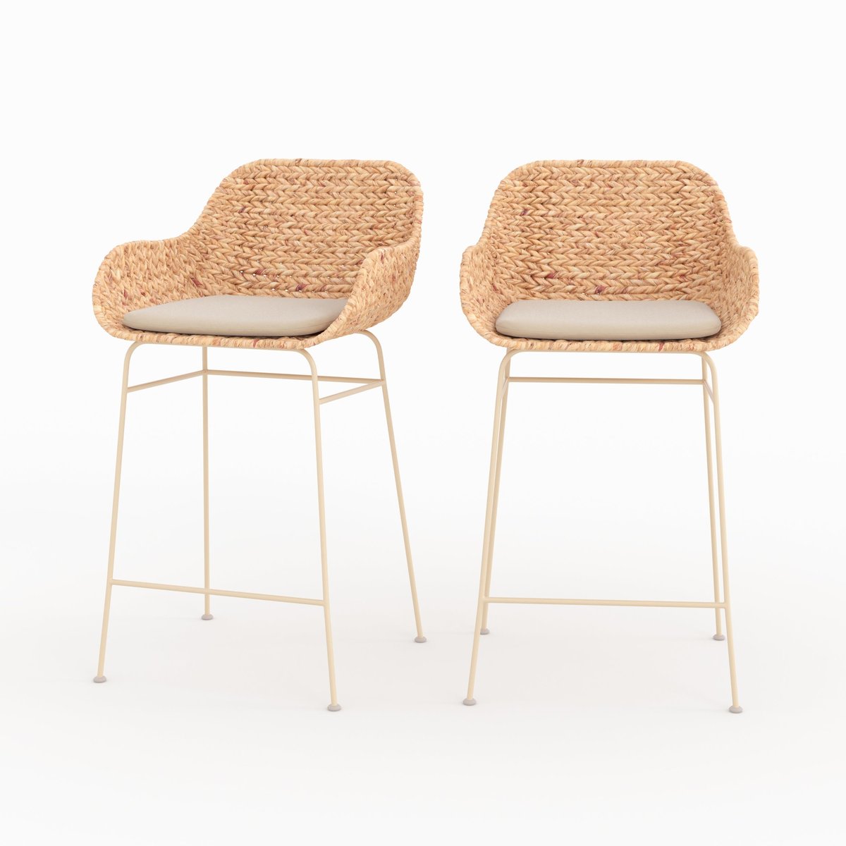 Lot de 2 chaises pour îlot central 66 cm en matière naturelle - FARO beige, MAISON PAVANE