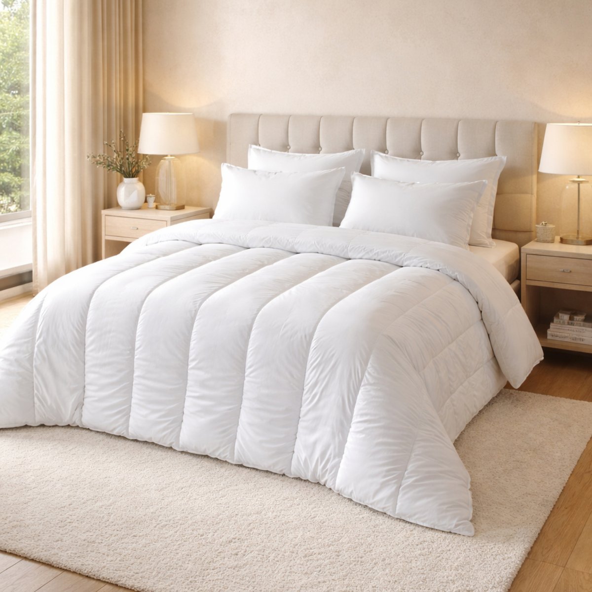 Couette chaude respirante premium 533 g/m² traitement anti acarien - QABANE blanc, HOME MAISON