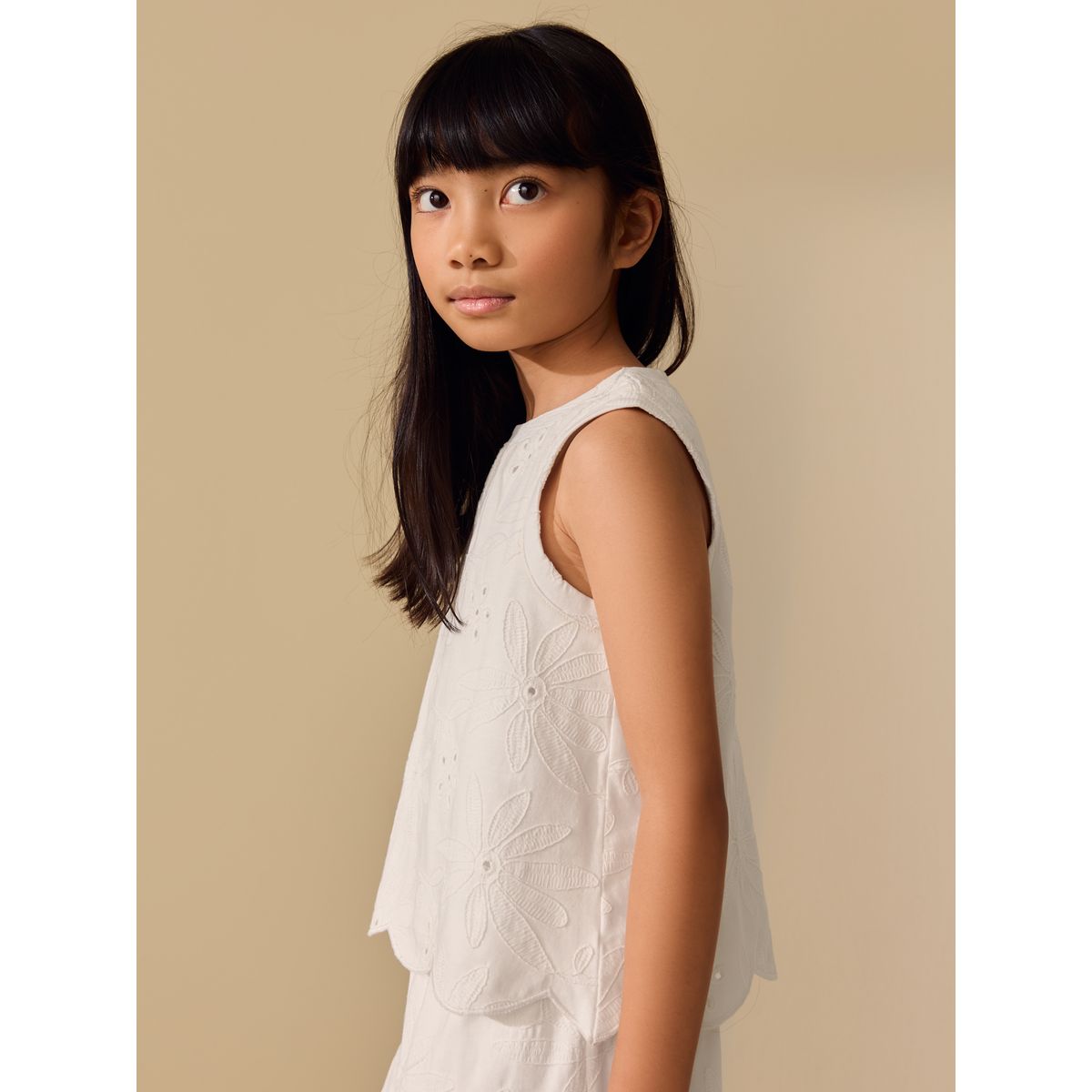 Ensemble short et débardeur brodé écru, NEXT