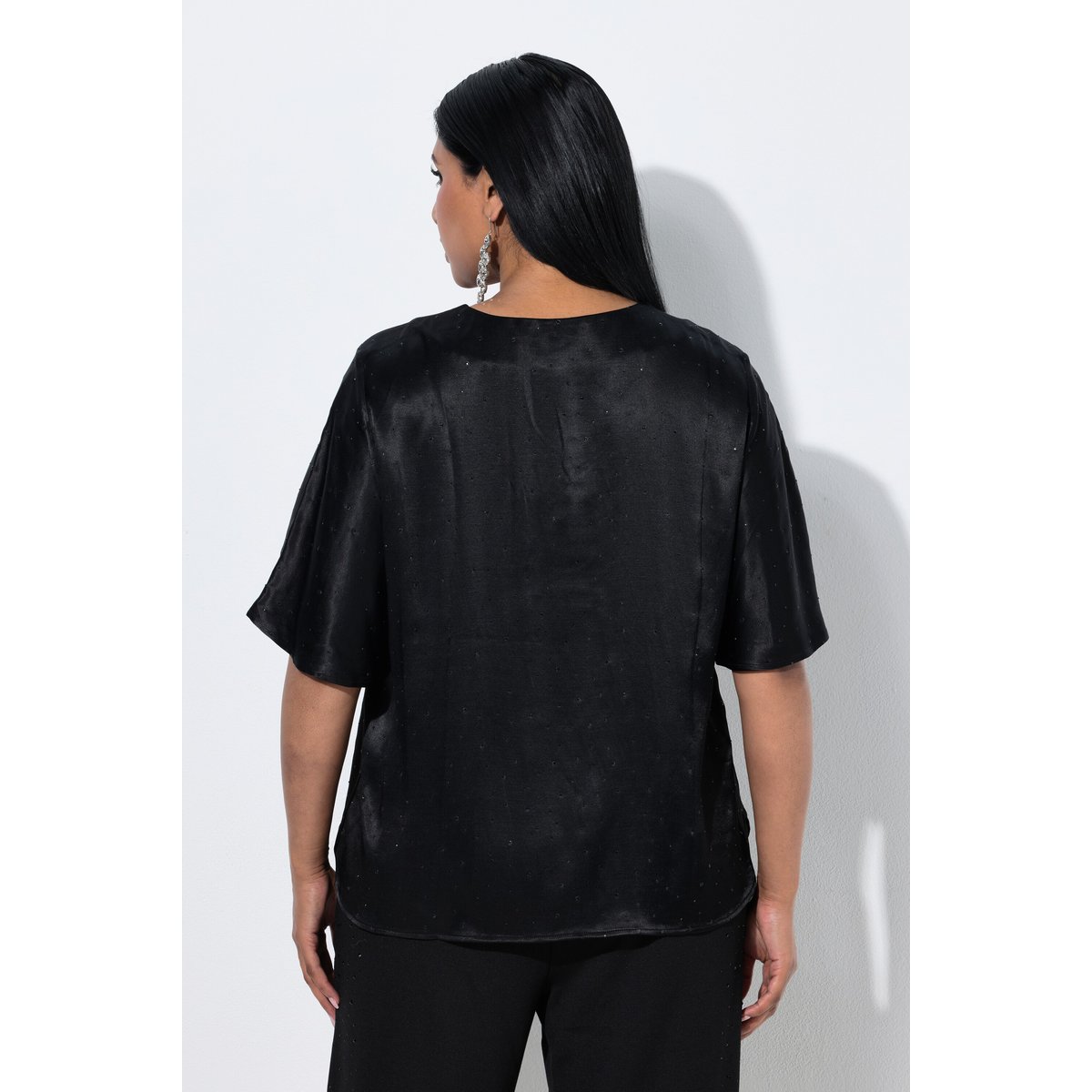 Blouse avec strass fantaisie noir, ULLA POPKEN