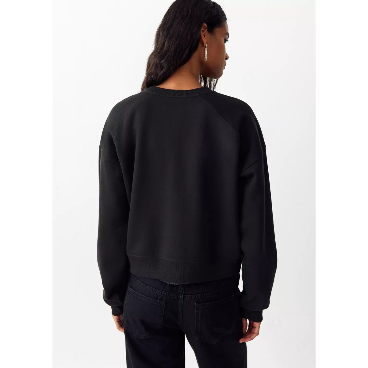 Sweat en coton à franges noir, MANGO TEEN