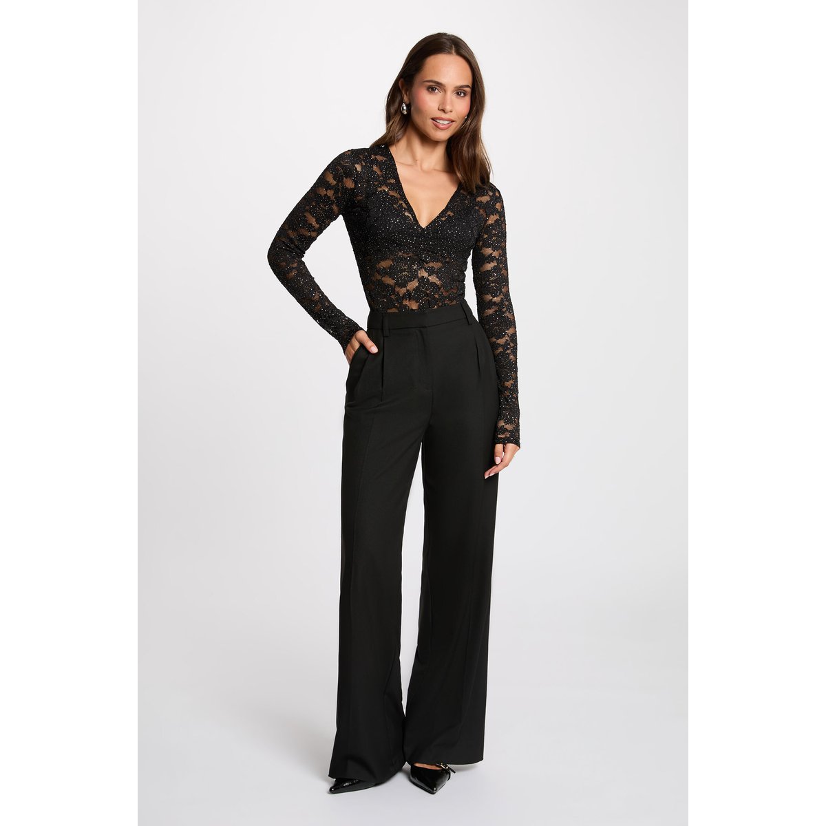 Body noir dentelle noir, MORGAN