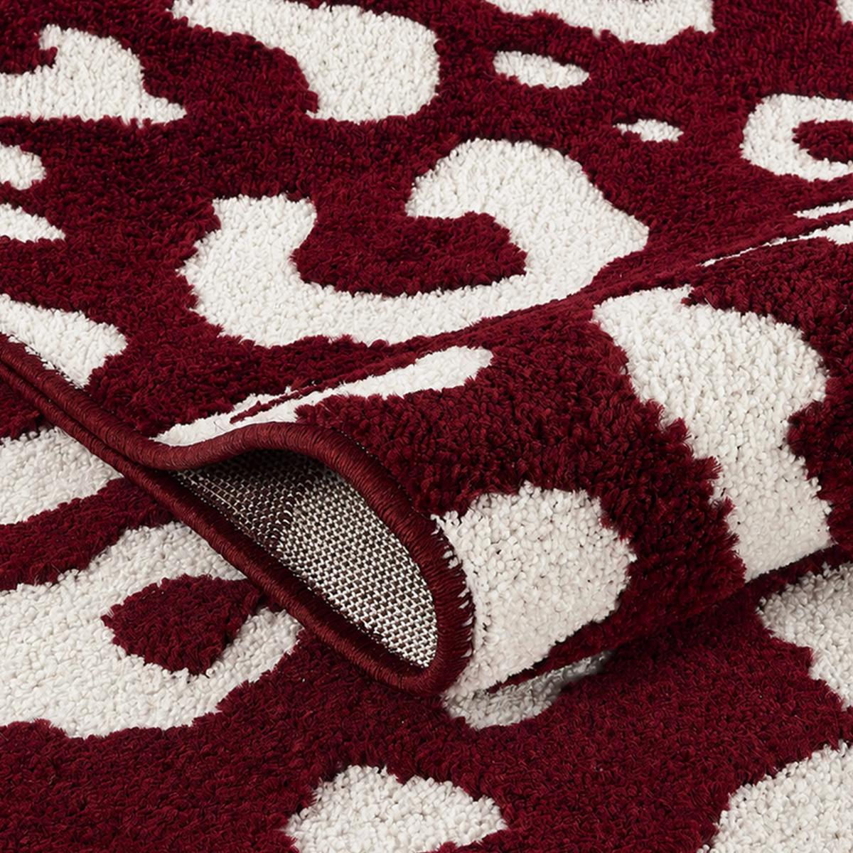 Tapis salon, motif animaux léopard graphique et tendance, LYN9 LEOP bordeaux, beige, UN AMOUR DE TAPIS