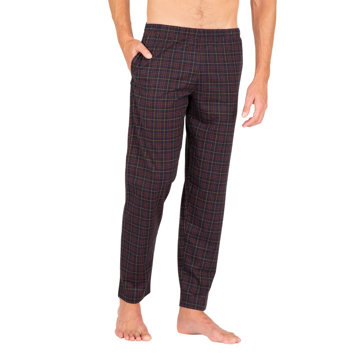 Pyjama long col V L'ECOSSAIS rouille-marine, EMINENCE