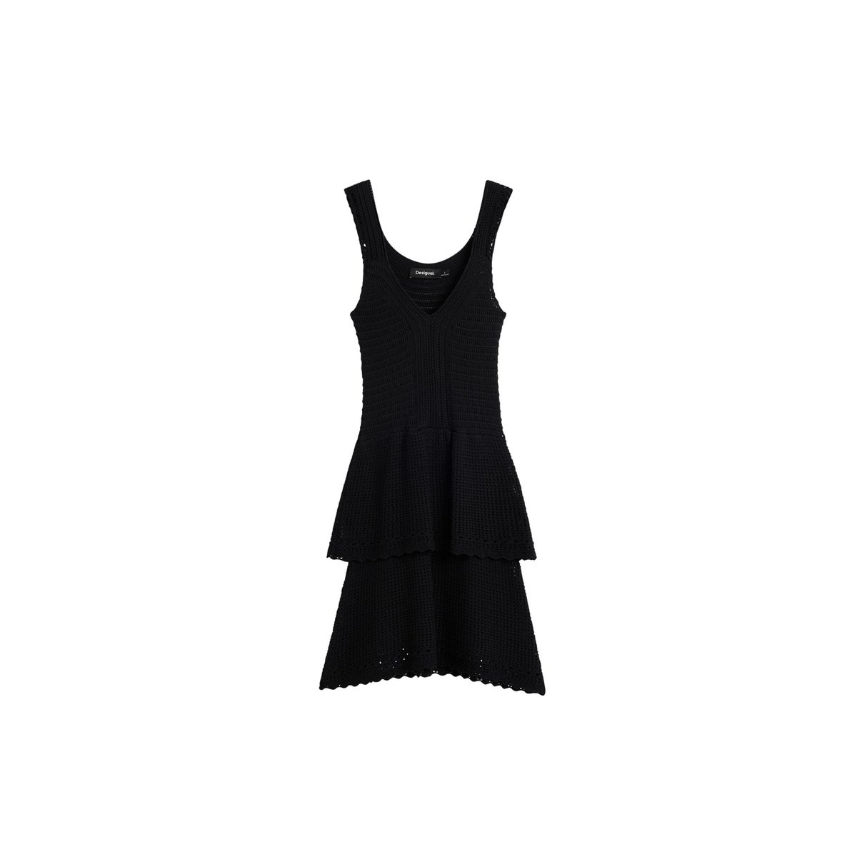 Robe à bretelles en maille noir, DESIGUAL