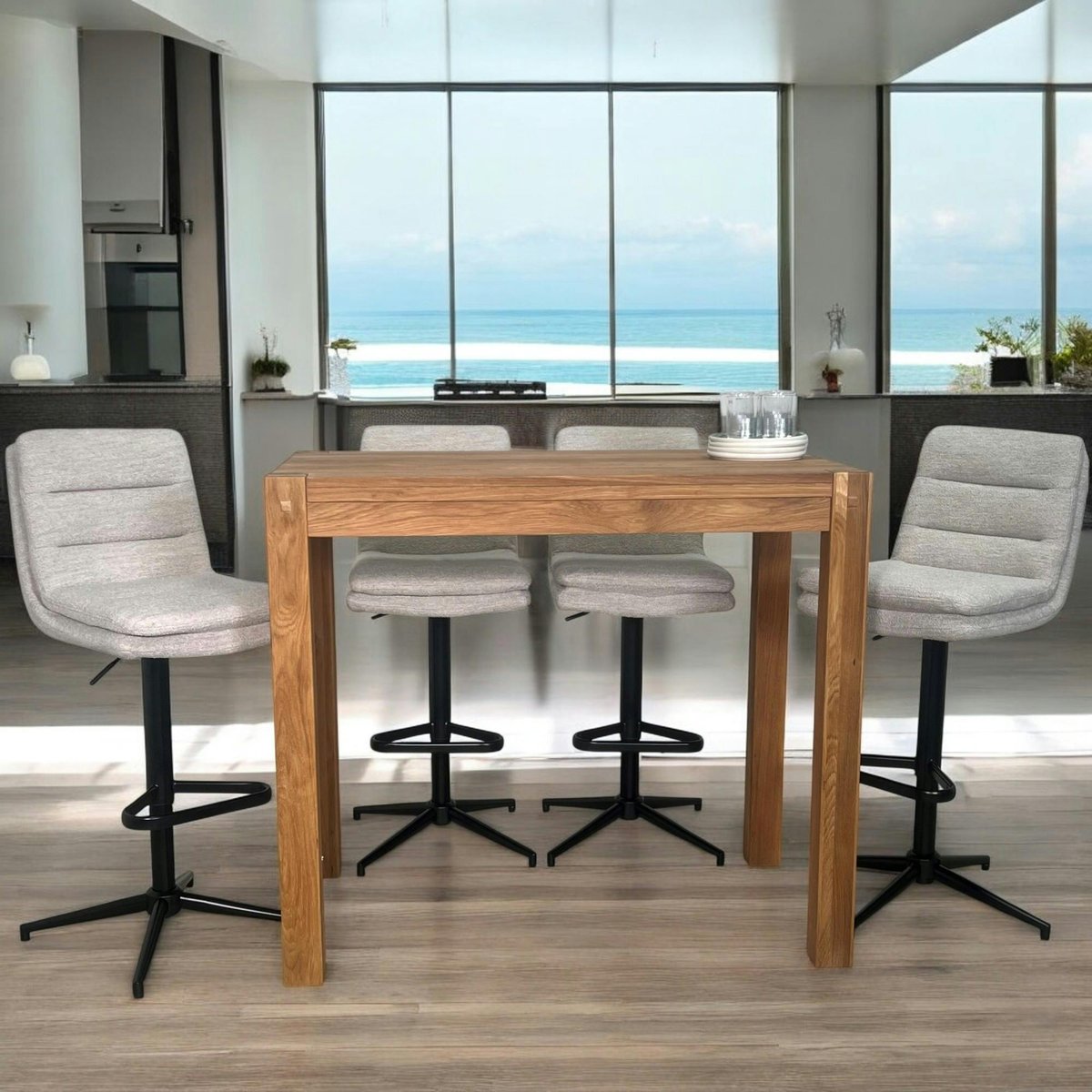 Table haute en chêne massif style campagne FJORD bois naturel, PIER IMPORT