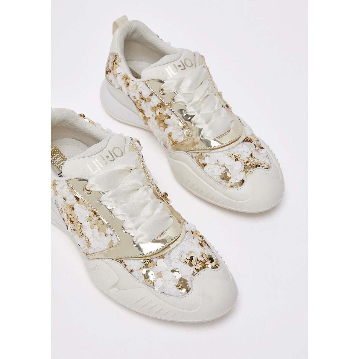 Sneakers avec paillettes blanc et or, LIU JO