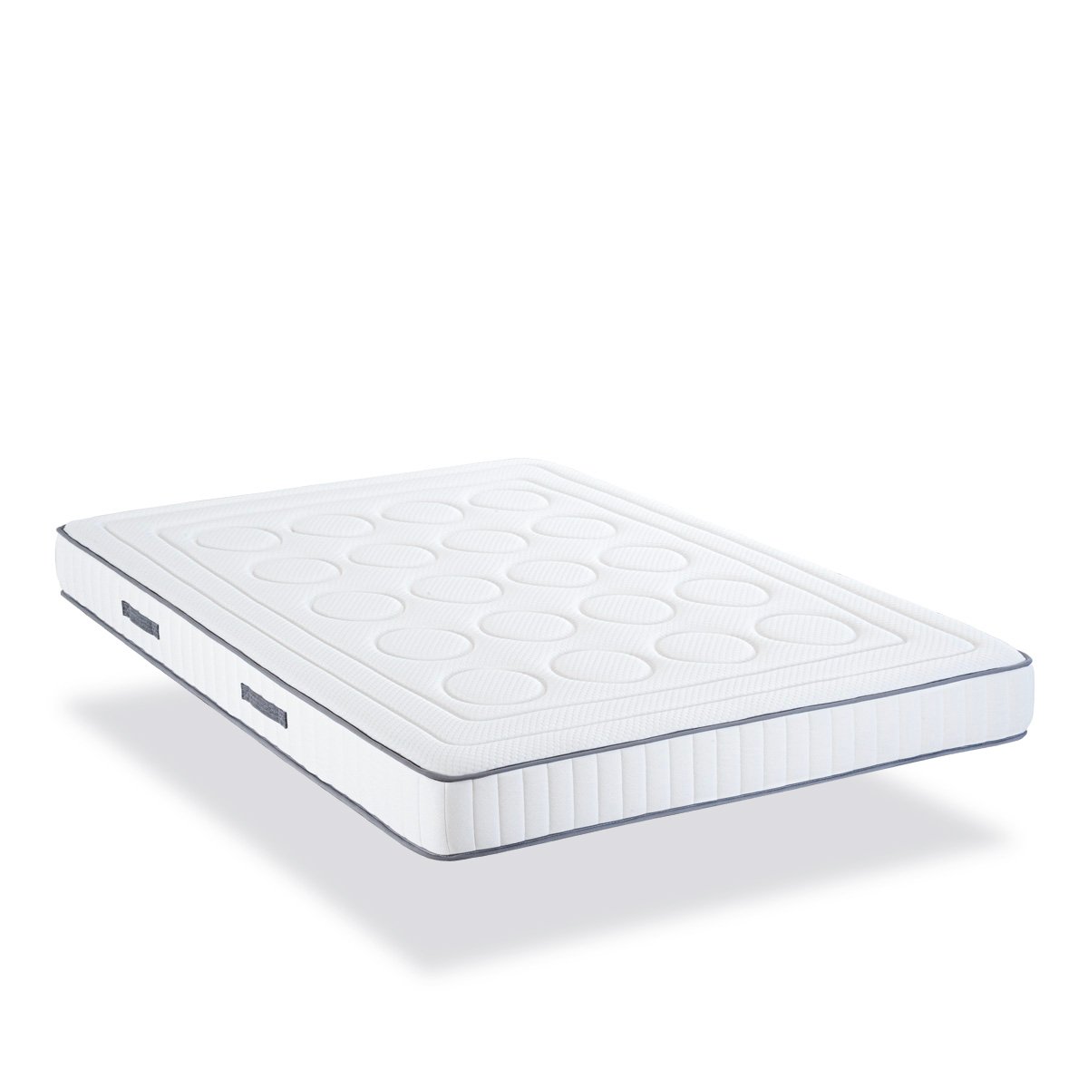 Pack Cristal 180x200 cm Matelas Mousse + Sommier Bois + Accessoires blanc, OLYMPE LITERIE