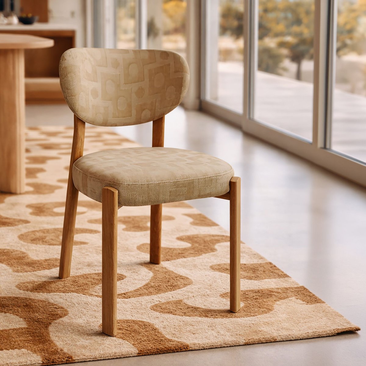 Lot de 2 chaises pied bois et tissu, SUZIE beige, NOW'S HOME